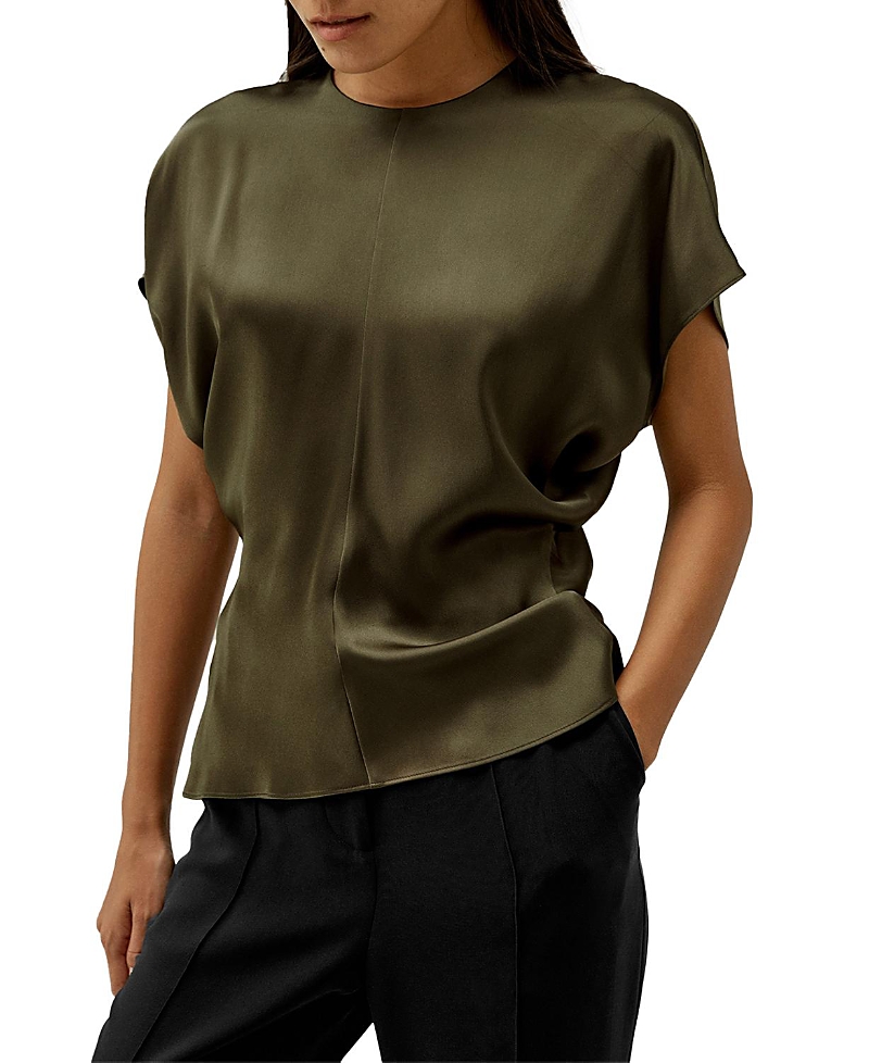 Lilysilk Short Batwing Sleeve Silk Contour Top
