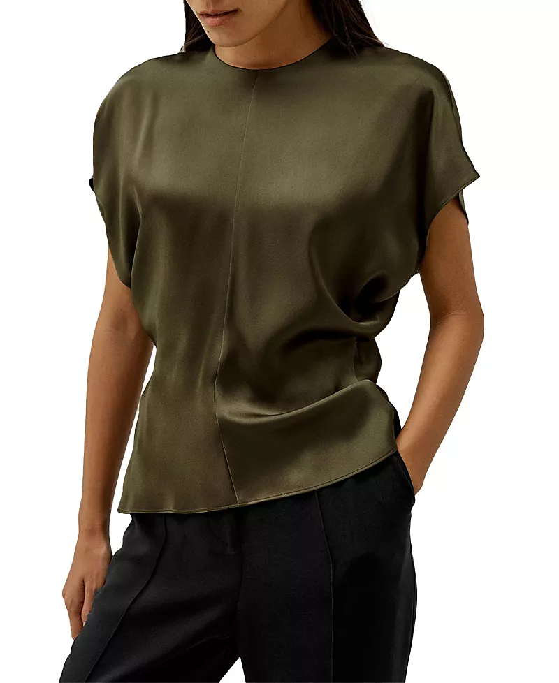 Lilysilk Short Batwing Sleeve Silk Contour Top