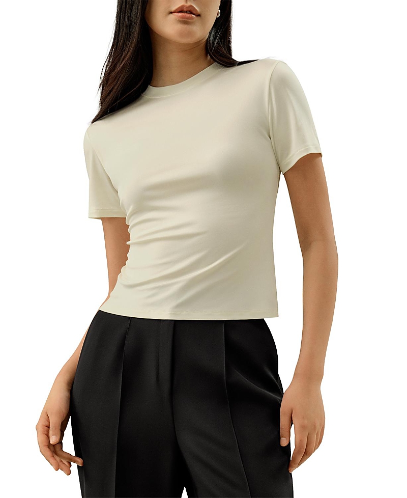 Lilysilk Slim Fitted Silk Jersey Tee In White