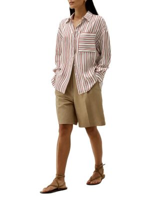Oversized Striped Silk-Twill Shirt