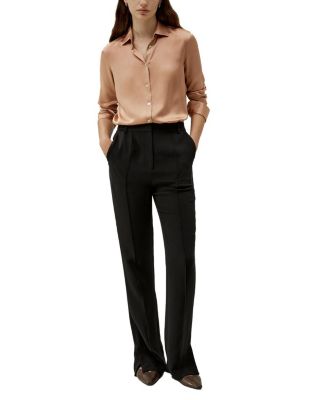 Minimalist Placket Silk Blouse with Shell Buttons