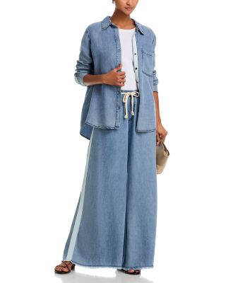 Contrast Taping Chambray Pants