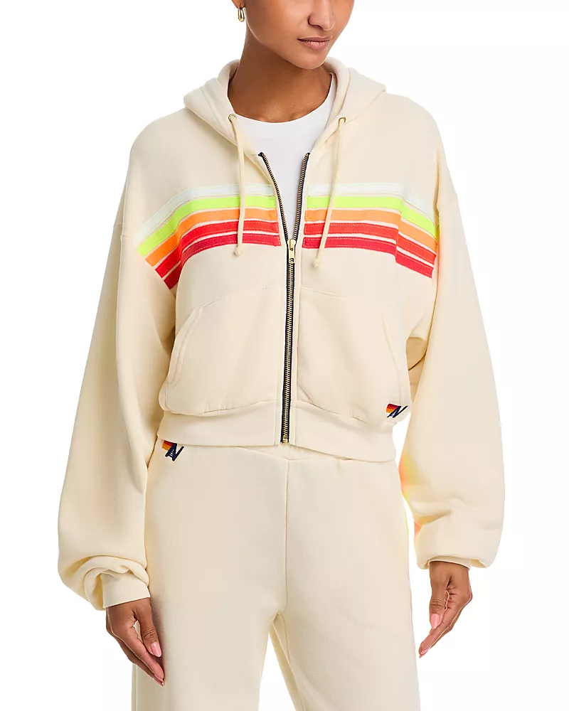 Aviator Nation Stripe Crop Hoodie