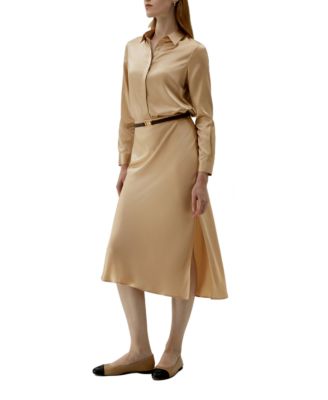 Women's Basic Concealed Placket Silk Shirt