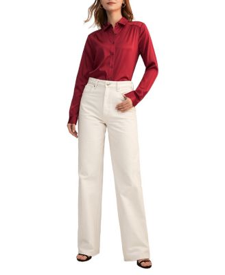 Long Sleeves Collared Silk Blouse