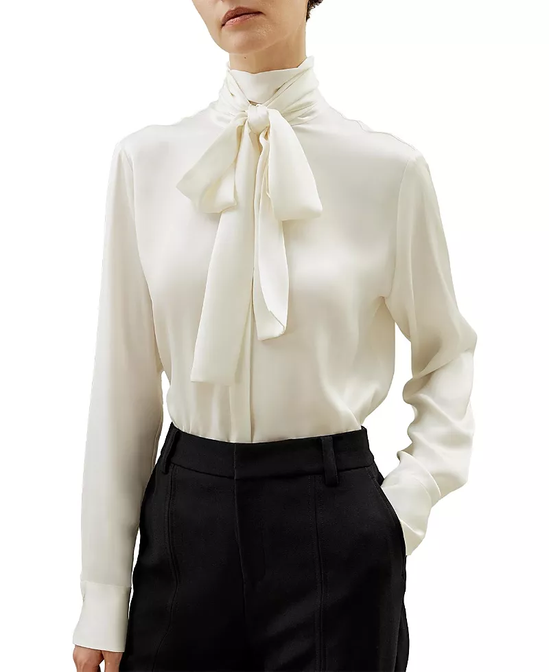 Lilysilk Silk Turtleneck Ribbon Blouse