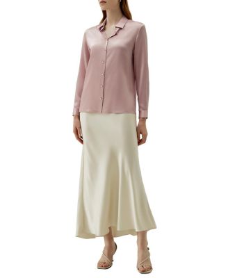 Classic Imitation Pearl Button Silk Shirt