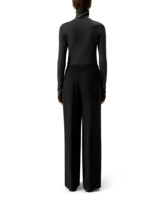 Silk-Wool Pleated Wide-Leg Trousers