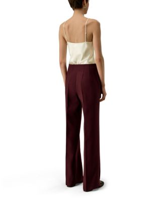 Silk-Wool Twill Flare Pants