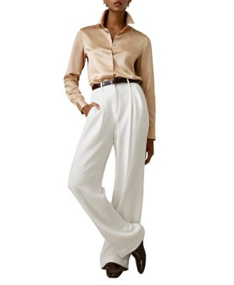 Spread Collar Silk Shirt