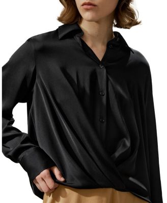 Hem Pleated Silk Blouse