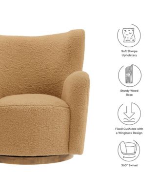 Montrose Wingback Sherpa Swivel Accent Chair