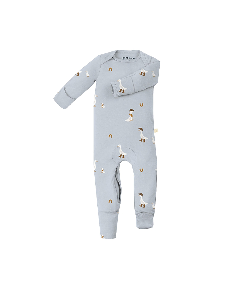 Gunamuna Unisex Romper Footie Convertible Pajama - Baby In Gray