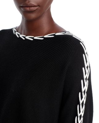 Whipstitch Boat Neck Dolman Sleeve Sweater