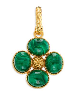 Malachite Berry Clover Double Sided Pendant