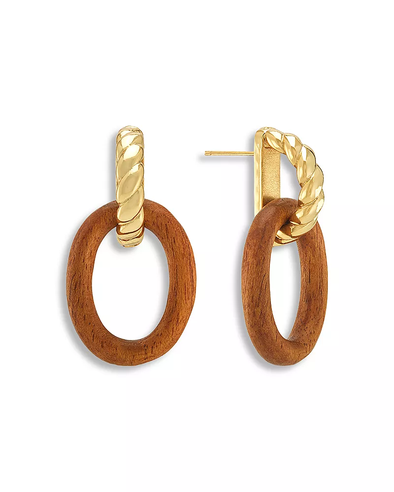 Capucine De Wulf Earth Goddess Teak Link Drop Earrings