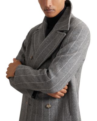 Bergamo Chalk Stripe Double Breasted Wool Peacoat