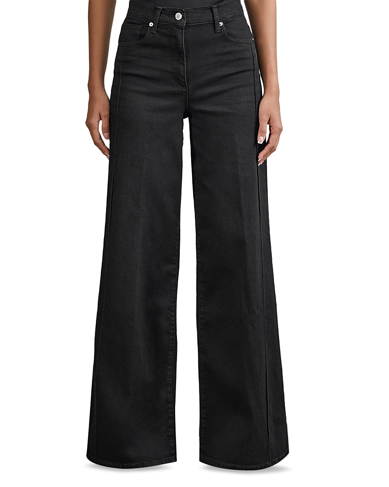 Reiss Heather High Rise Wide Leg Jeans In Black