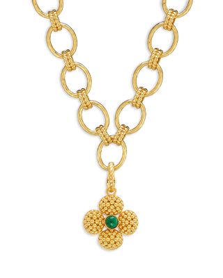 Malachite Berry Clover Double Sided Pendant