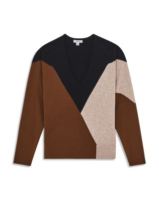 June V Neck Colorblocked Sweater 
