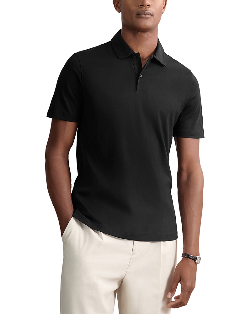 Reiss Earl Airwater Cotton Polo Shirt In Black