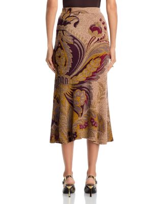 Wool Paisley Trumpet Skirt