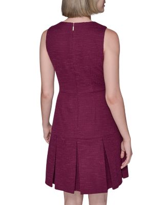Textured Tweed Square Neck Mini Dress