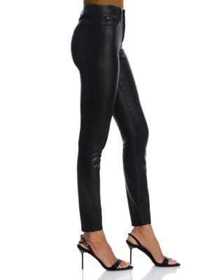 Marguerite Coated High Rise Skinny Jeans in Black Coated