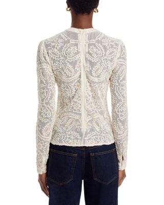 Embroidered Mesh Top