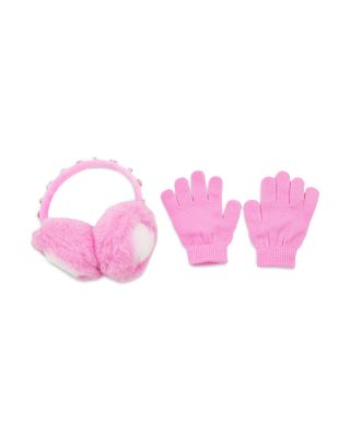 Girls' Heart Faux Fur Earmuffs & Gloves Set - Big Kid