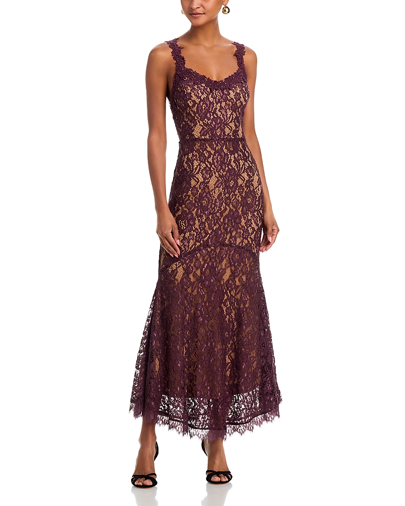 Aqua Stretch Lace Tank Maxi Dress - Exclusive In Burgundy