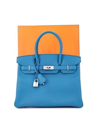  Birkin 30 Handbag Blue Epsom with Palladium Hardware
