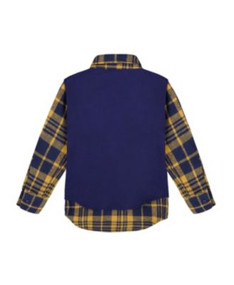 Boys' Long Sleeve Plaid Flannel Shirt with Solid Vest - Little Kid