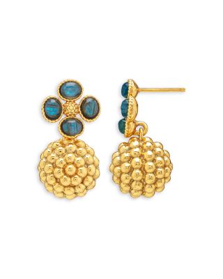 Blue Labradorite Berry Clover Drop Earrings