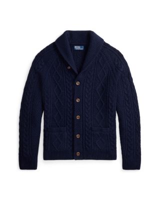 Suede Patch Wool Alpaca Cardigan