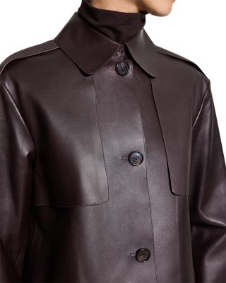 Cropped Leather Trench Coat