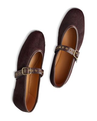 Women's Remy Calf Hair Mary Jane Flats