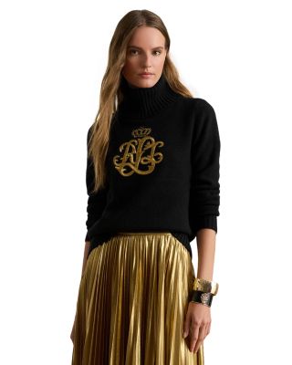 Embroidered Logo Wool Blend Turtleneck