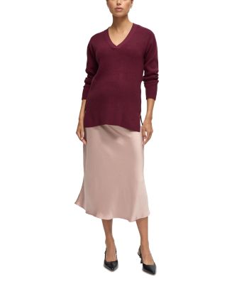 V Neck Side Zip Maternity Sweater