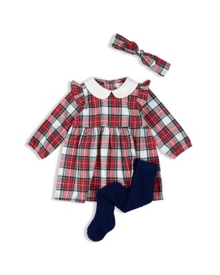 Girls' Plaid Headband, Dress & Footed Tights Set - Baby