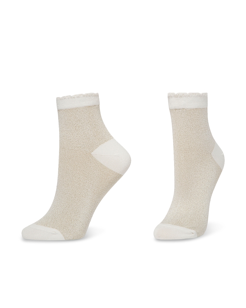 Hue Metallic Opaque Anklet Socks In White