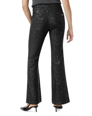Etched Floral High Rise Baby Bootcut Jeans in Black