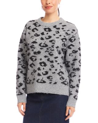 Metallic Animal Print Crewneck Sweater