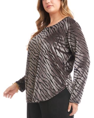 Plus Size Velvet Burnout Shirt