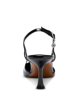 Women&#39;s Pointed Toe Patent Leather Slingback Pumps