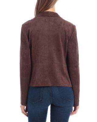 Faux-Suede Drape-Front Jacket