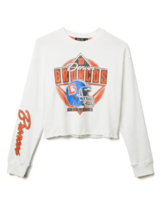  Women's NFL Denver Broncos Helmet Crop Fleece Sweatshirt