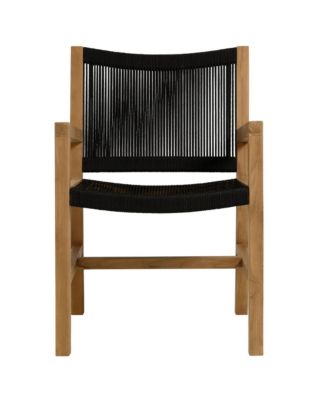 Vienna Outdoor Patio Teak and Rope Dining Armchairs Set of 2