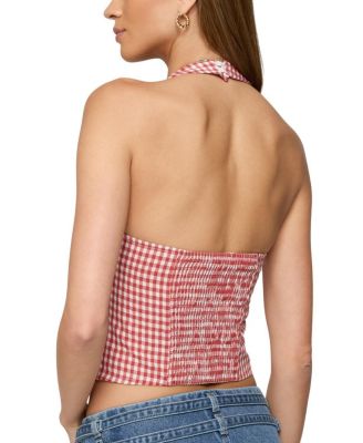 Evan Gingham Button Up Halter Top