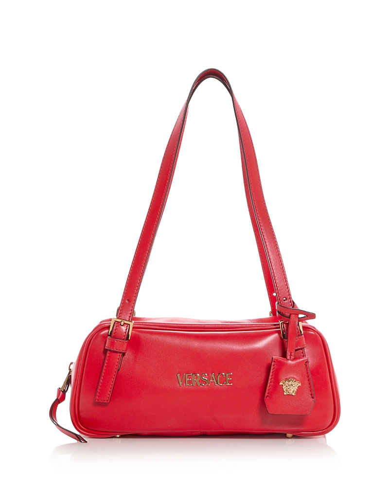 Versace Tag Bowling Shoulder Bag In Red